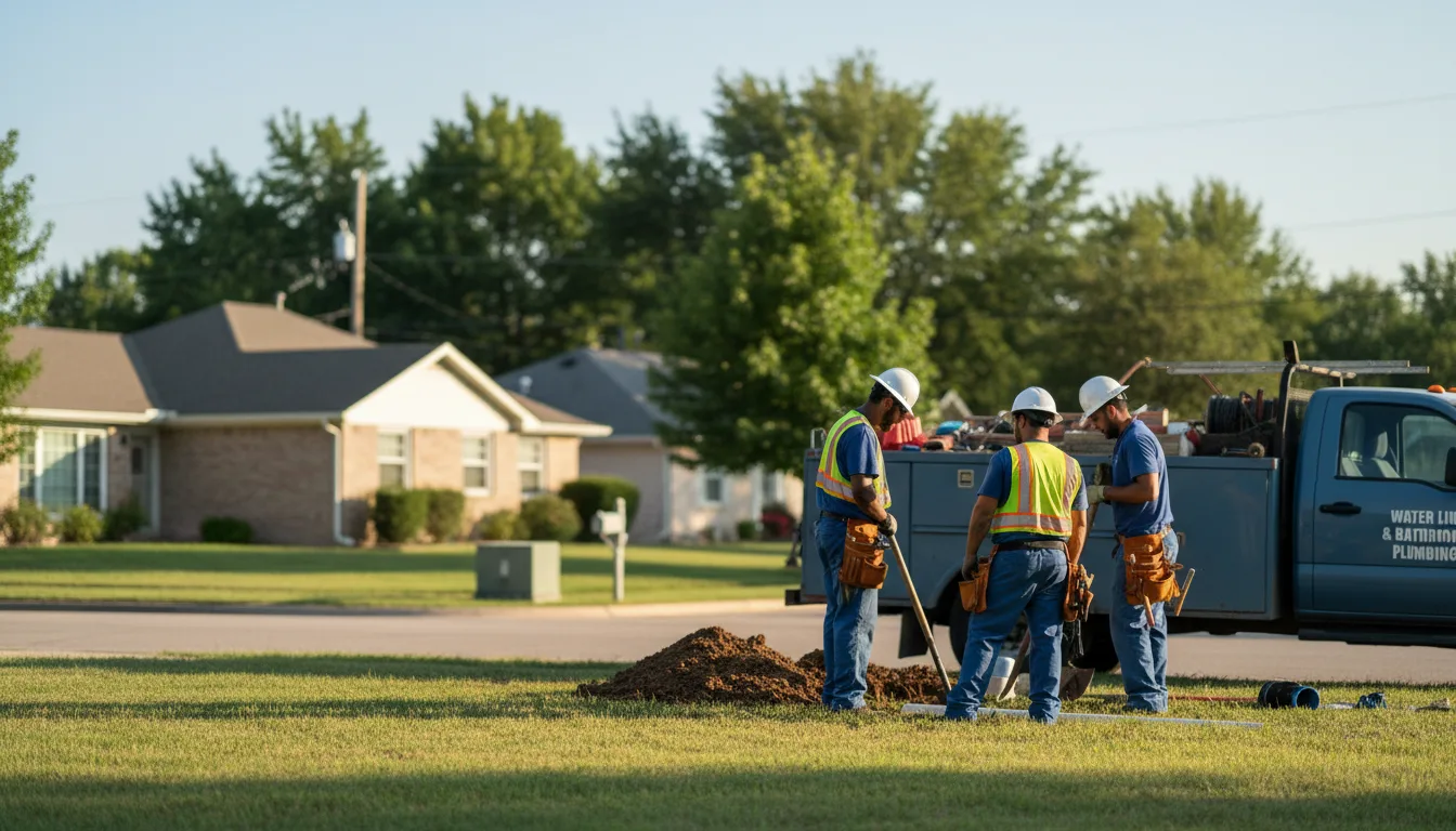Residential water line and bathroom plumbing service in Meno, OK